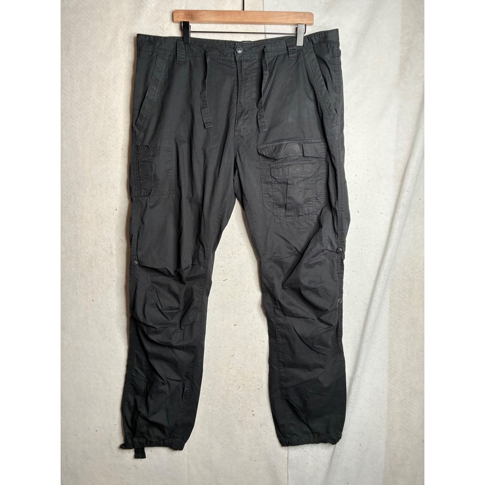 Sean John Mens Black Cotton Cargo Pants Tactical Utility Streetwear Size 38x33‎